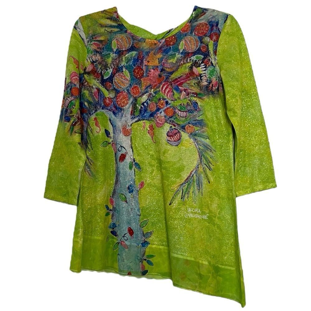 Leoma Lovegrove Lagenlook Top Asymmetrical Glitter Artsy Whimsical Blouse Small - Picture 10 of 10